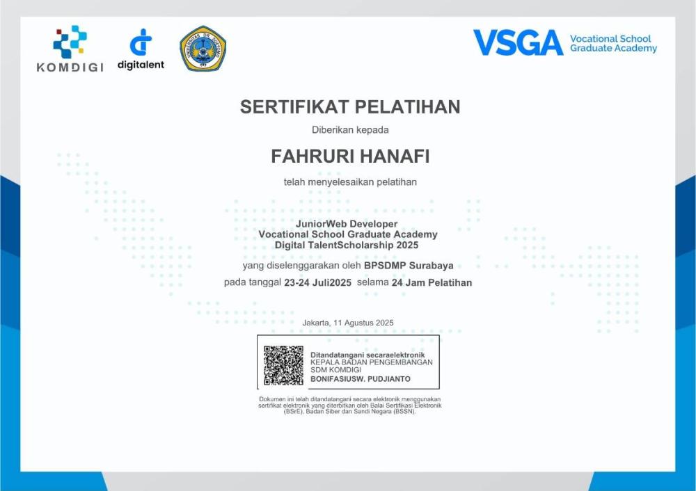 Junior Web Developer — Vocational School Graduate Academy